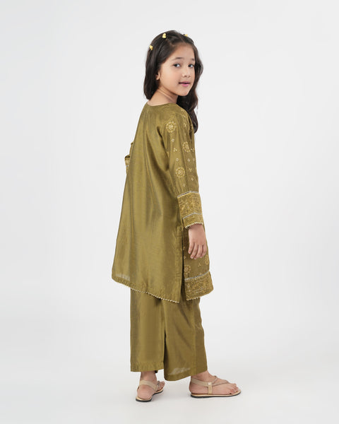 Girls' Essentials Embroidered Dyed 2Pc Suit