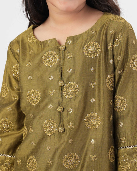 Girls' Essentials Embroidered Dyed 2Pc Suit