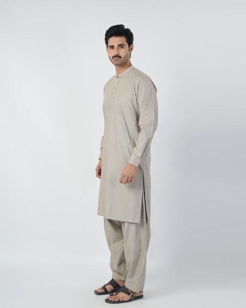 Eminent Men's Trim Fit Shalwar Suit - Beige