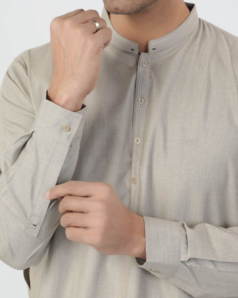 Eminent Men's Trim Fit Shalwar Suit - Beige