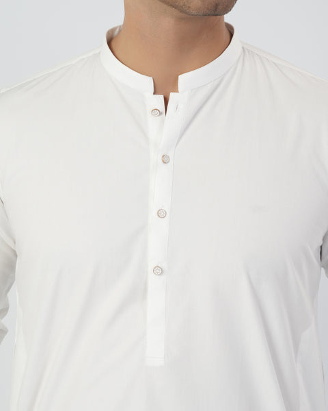 Eminent Men's Plain Shalwar Suit - White