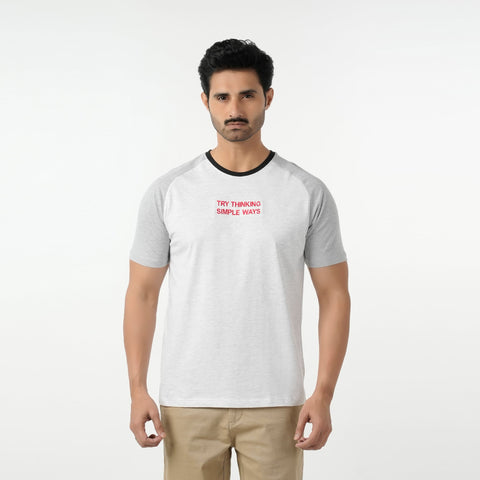 Eminent Men's Round Neck Half Sleeves Printed T-Shirt - Oatmeal, Men's T-Shirts & Polos, Eminent, Chase Value
