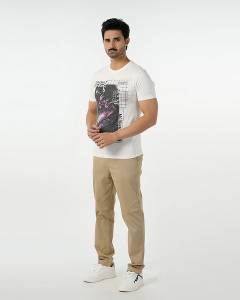 Eminent Men's Round Neck Half Sleeves Printed T-Shirt - Off White, Men's T-Shirts & Polos, Eminent, Chase Value