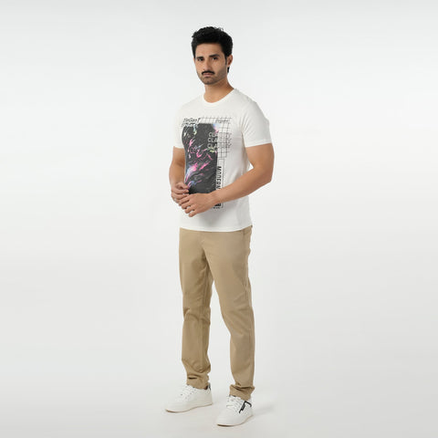 Eminent Men's Round Neck Half Sleeves Printed T-Shirt - Off White, Men's T-Shirts & Polos, Eminent, Chase Value