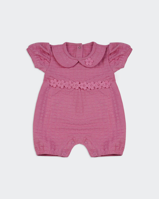 Newborn Girls Textured Romper