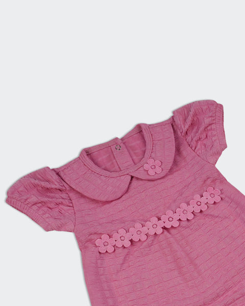 Newborn Girls Textured Romper