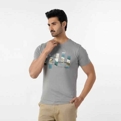 Eminent Men's Round Neck Half Sleeves Printed T-Shirt - Frost Grey, Men's T-Shirts & Polos, Eminent, Chase Value