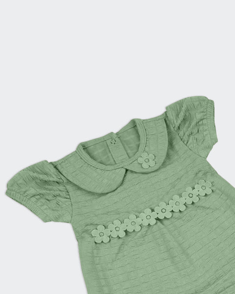 Newborn Girls Textured Romper