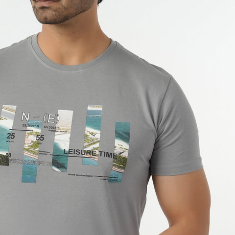Eminent Men's Round Neck Half Sleeves Printed T-Shirt - Frost Grey, Men's T-Shirts & Polos, Eminent, Chase Value