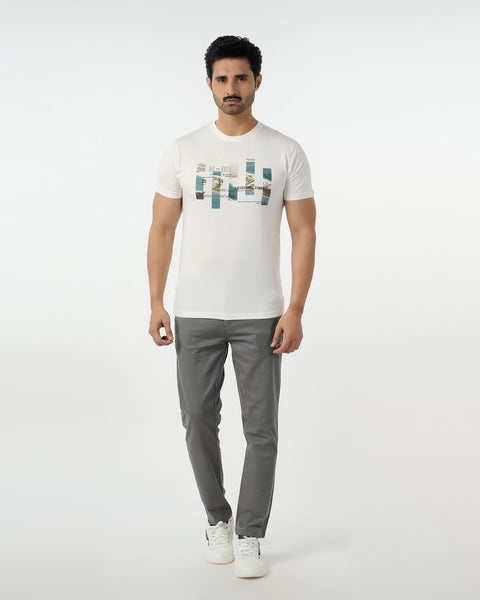 Eminent Men's Round Neck Half Sleeves Printed T-Shirt - Off White, Men's T-Shirts & Polos, Eminent, Chase Value