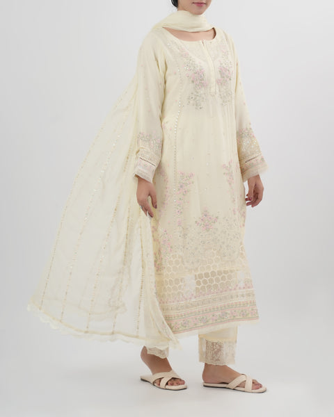Women's Luxury Embroidered Chiffon 3 Pcs Suit