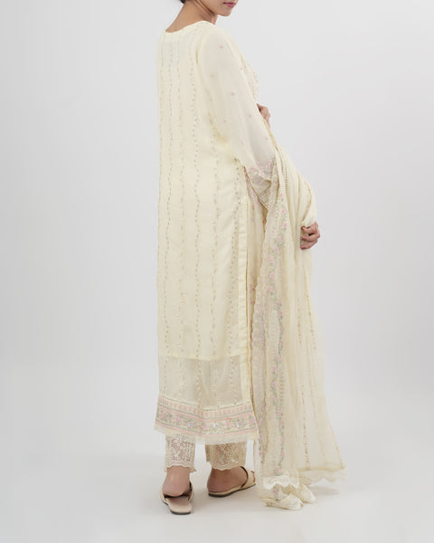 Women's Luxury Embroidered Chiffon 3 Pcs Suit