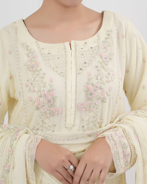 Women's Luxury Embroidered Chiffon 3 Pcs Suit