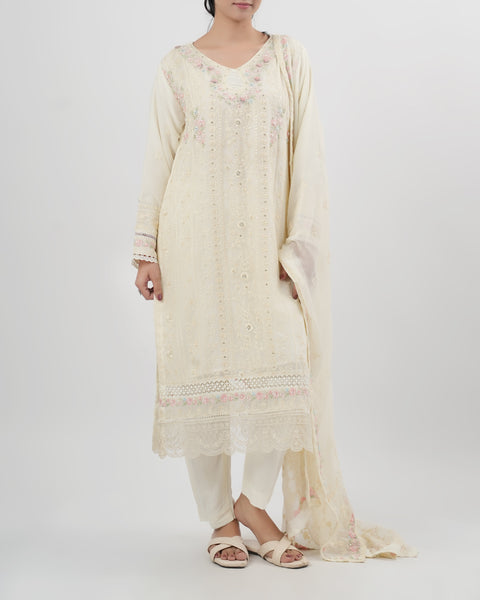 Women’s Luxury Embroidered Chiffon 3 Pcs Suit