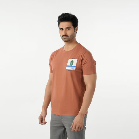 Eminent Men's Round Neck Half Sleeves Printed T-Shirt - Brown, Men's T-Shirts & Polos, Eminent, Chase Value