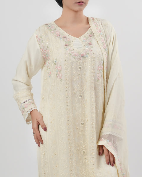 Women’s Luxury Embroidered Chiffon 3 Pcs Suit