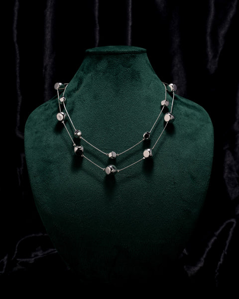 Silver Prism Layered Necklace