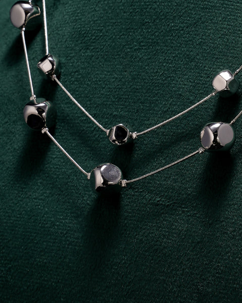 Silver Prism Layered Necklace