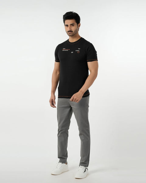Eminent Men's Round Neck Half Sleeves Printed T-Shirt - Black, Men's T-Shirts & Polos, Eminent, Chase Value