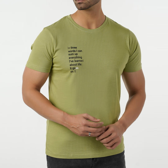 Eminent Men's Round Neck Half Sleeves Printed T-Shirt - Sea Green, Men's T-Shirts & Polos, Eminent, Chase Value