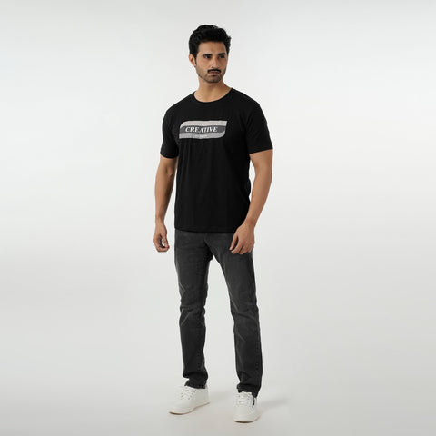 Eminent Men's Round Neck Half Sleeves Printed T-Shirt - Black, Men's T-Shirts & Polos, Eminent, Chase Value