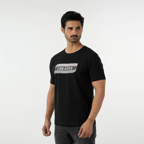 Eminent Men's Round Neck Half Sleeves Printed T-Shirt - Black, Men's T-Shirts & Polos, Eminent, Chase Value