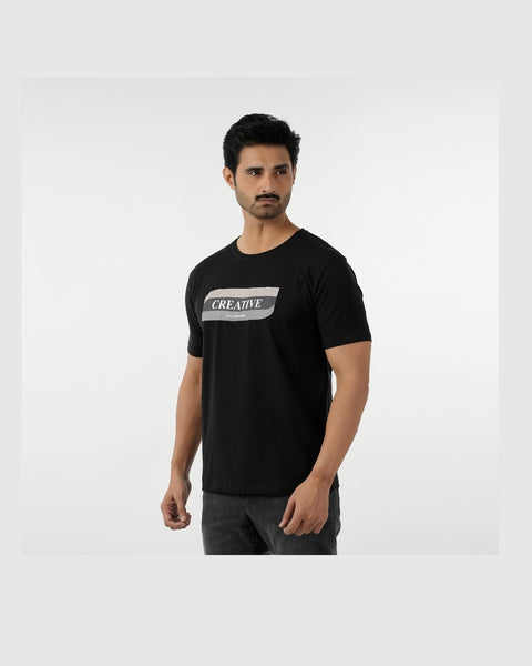 Eminent Men's Round Neck Half Sleeves Printed T-Shirt - Black, Men's T-Shirts & Polos, Eminent, Chase Value