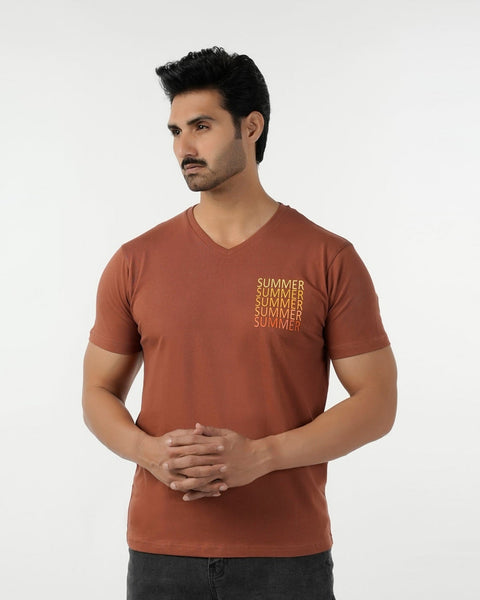 Eminent Men's Round Neck Half Sleeves Printed T-Shirt - Brown, Men's T-Shirts & Polos, Eminent, Chase Value