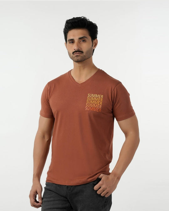 Eminent Men's Round Neck Half Sleeves Printed T-Shirt - Brown, Men's T-Shirts & Polos, Eminent, Chase Value