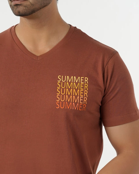 Eminent Men's Round Neck Half Sleeves Printed T-Shirt - Brown, Men's T-Shirts & Polos, Eminent, Chase Value