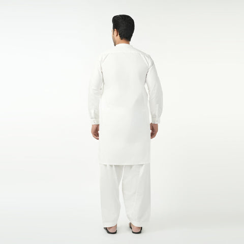 Eminent Men's Plain Shalwar Suit - White