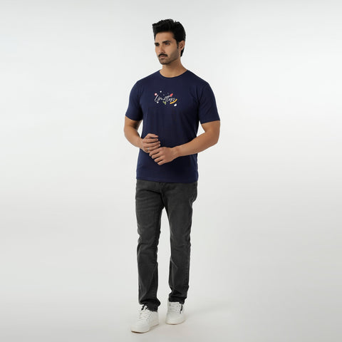 Eminent Men's Round Neck Half Sleeves Printed T-Shirt - Navy Blue, Men's T-Shirts & Polos, Eminent, Chase Value