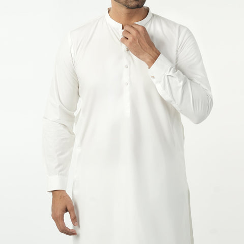 Eminent Men's Plain Shalwar Suit - White