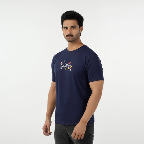 Eminent Men's Round Neck Half Sleeves Printed T-Shirt - Navy Blue, Men's T-Shirts & Polos, Eminent, Chase Value
