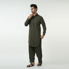 Eminent Men's Plain Shalwar Kameez Suit - Dark Olive