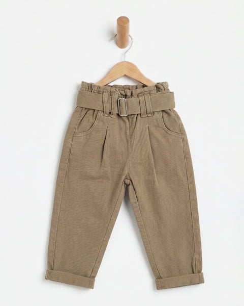 Newborn Girls' Twill Cotton Pants