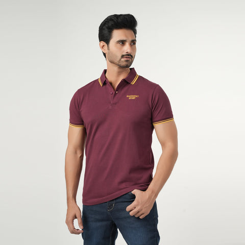 Eminent Men's Half Sleeves Polo T-Shirt - Tawny Port