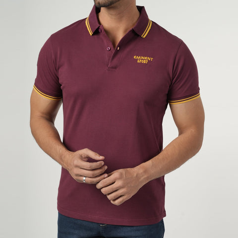 Eminent Men's Half Sleeves Polo T-Shirt - Tawny Port