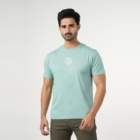 Eminent Men's Half Sleeves Round Neck T-Shirt - Cyan