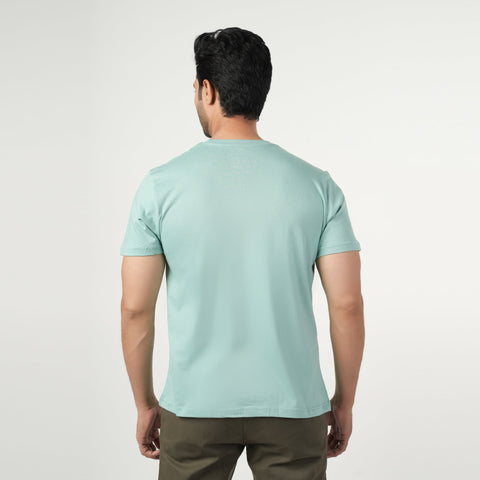 Eminent Men's Half Sleeves Round Neck T-Shirt - Cyan