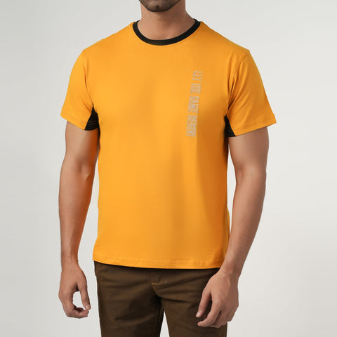 Eminent Men's Half Sleeves Round Neck T-Shirt - Yellow