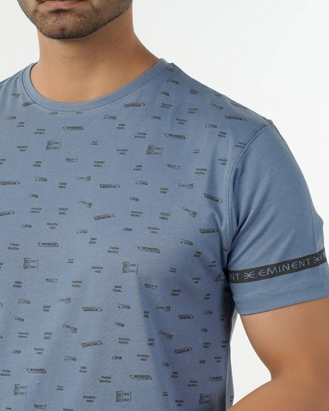 Eminent Men's Round Neck Half Sleeves T-Shirt  - Ash Blue, Men's T-Shirts & Polos, Eminent, Chase Value