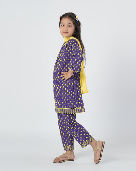 Girls' 03Pcs Kameez Shalwar
