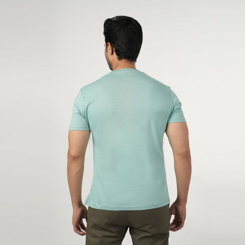 Eminent Men's Half Sleeves Round Neck T-Shirt - Cyan