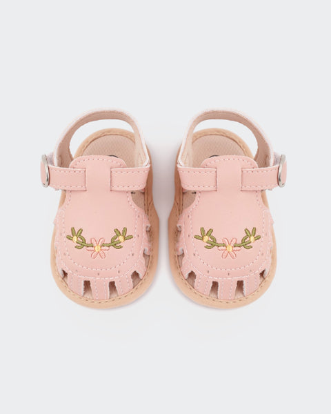 Newborn Girls' Embroidered Sandals
