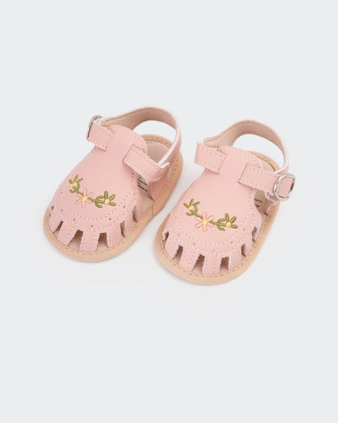 Newborn Girls' Embroidered Sandals