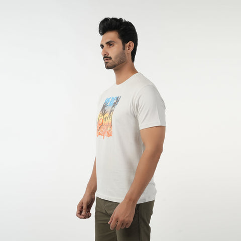 Eminent Men's Half Sleeves Round Neck T-Shirt - White