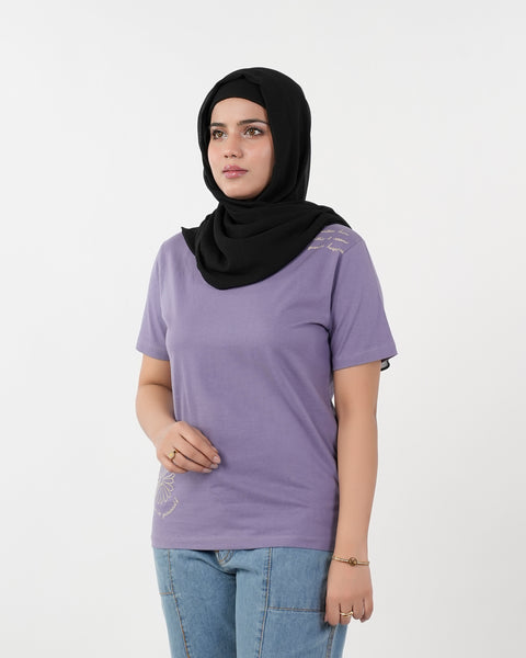 Eminent Women's Half Sleeves Printed T-Shirt - Purple