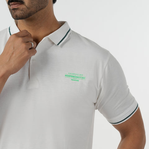 Eminent Men's Azadi Half Sleeves Polo T-Shirt - White