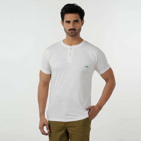 Eminent Men's Round Neck Half Sleeves Printed T-Shirt - White